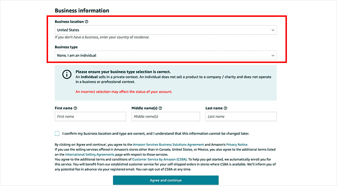 Add business location and type Add business location and type