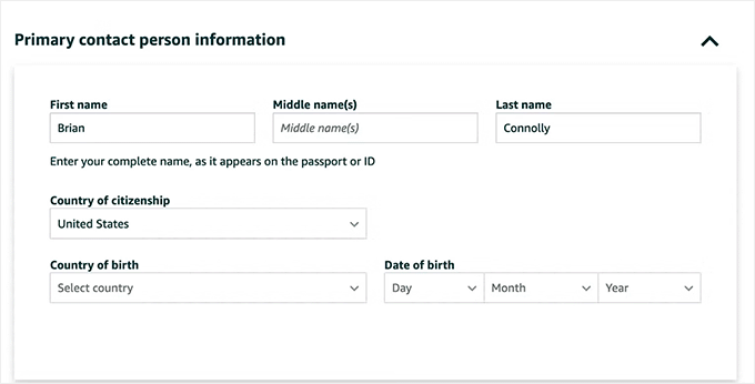 Add personal information Add personal information